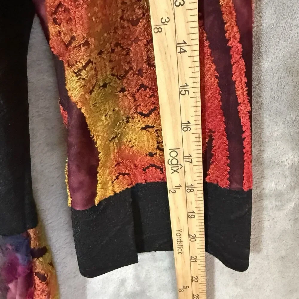 Calessa Petite PL Top Tunic Velvet Burnout Sleeve Floral Leopard Print Boho Arts